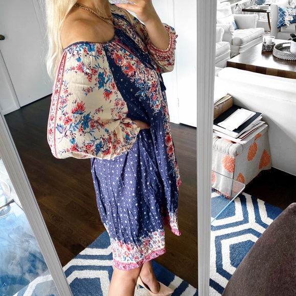 💙 BOHO TRIBAL PRINT DARK BLUE LOOSE DRESS! - Picture 6 of 13